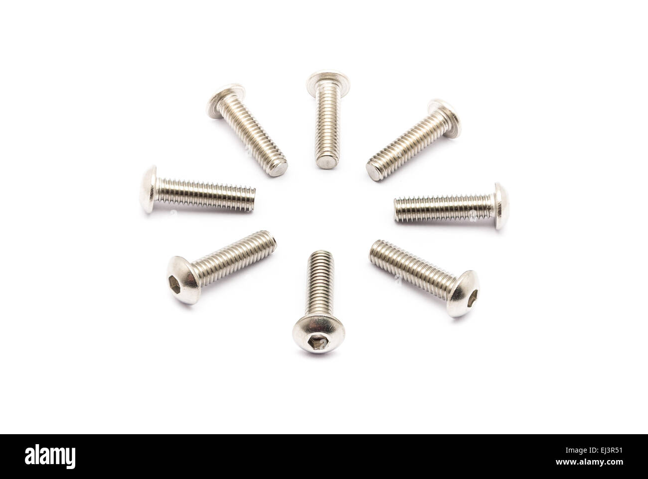 Round Pile of Ball-Hex -Head Stainless Steel Bolts. Stock Photo