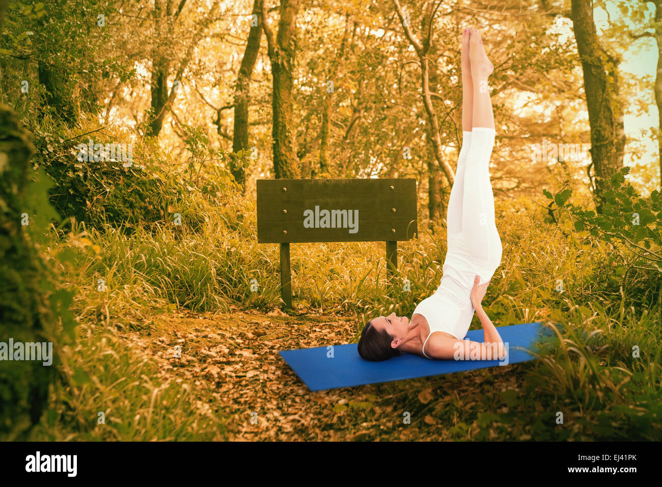 Young female stretching in woods hi-res stock photography and images ...