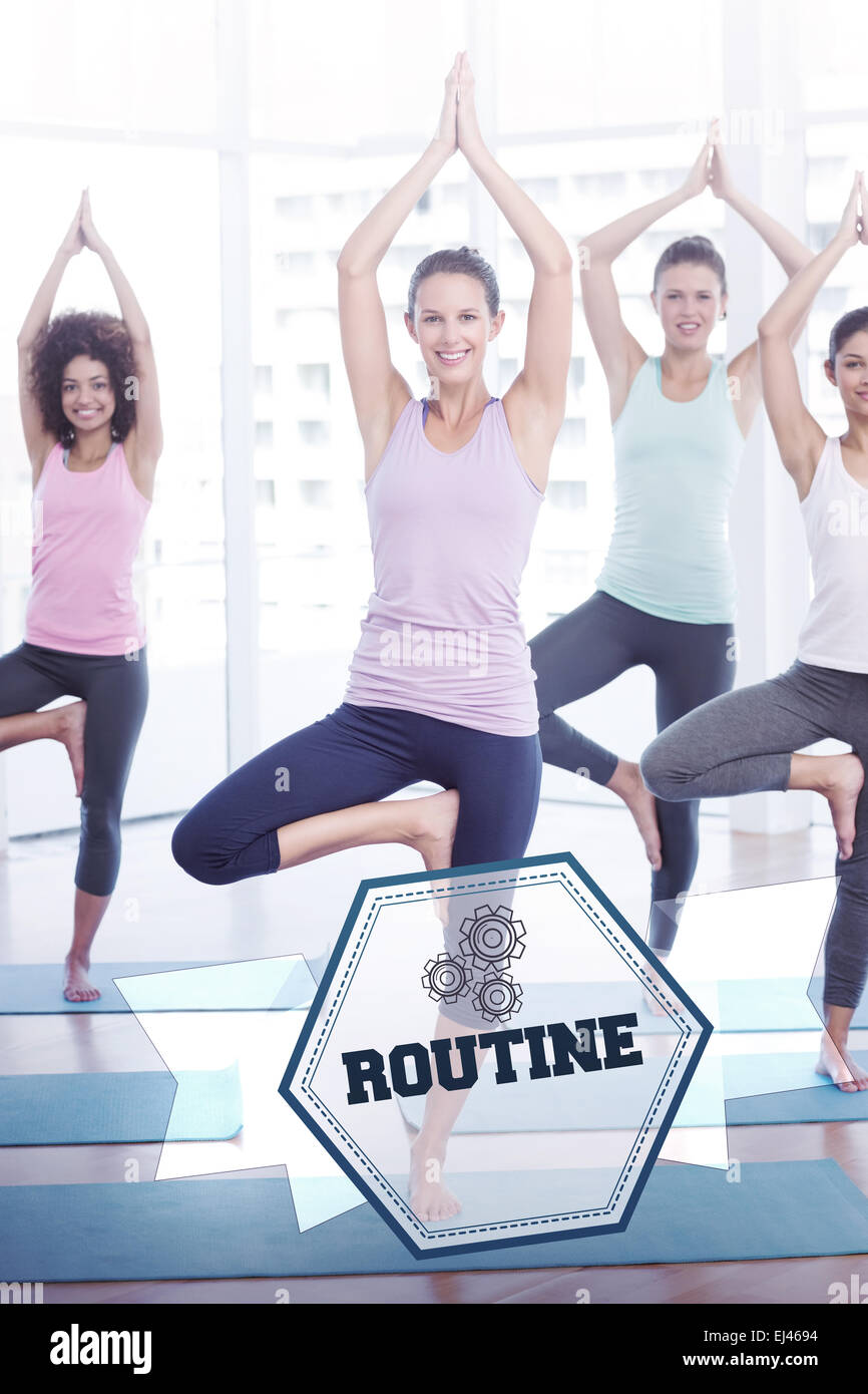 Routine against hexagon Stock Photo