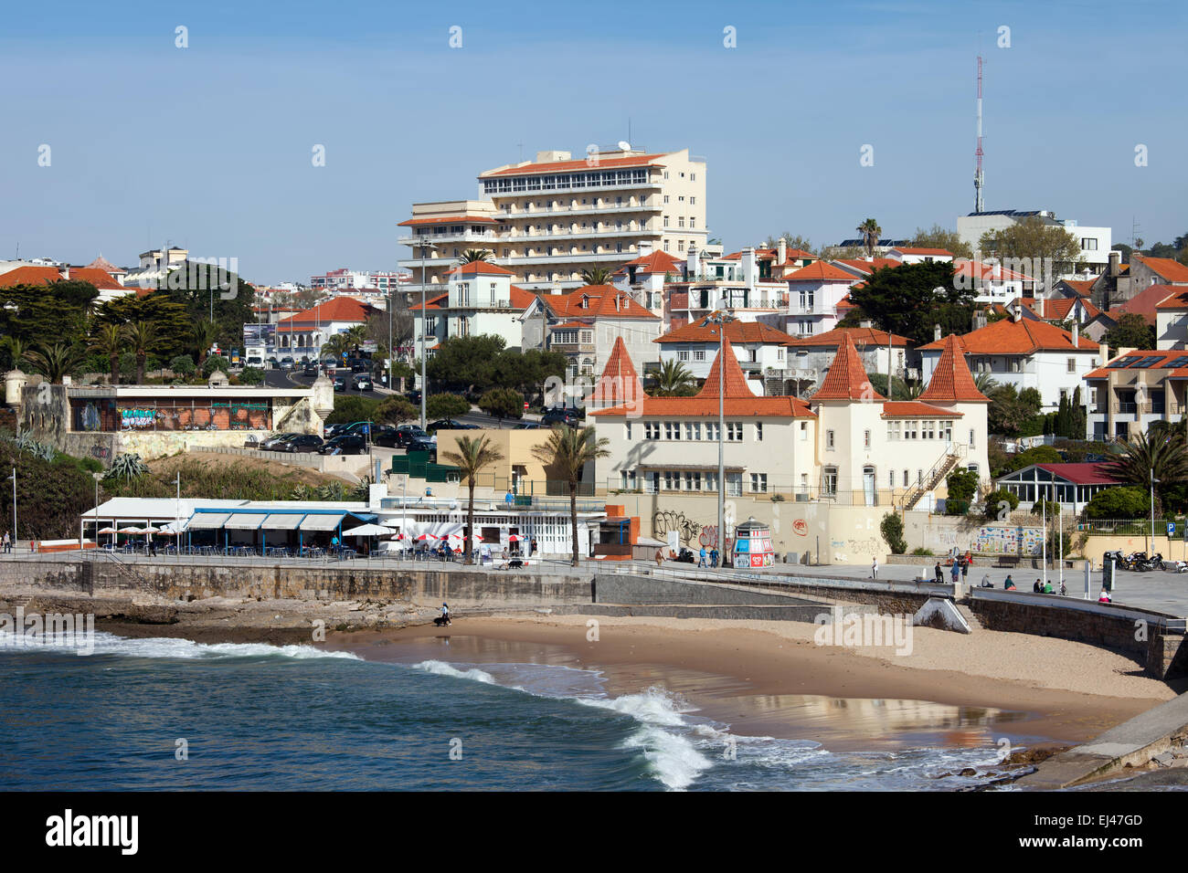 Estoril in Portugal. Beach and town skyline Stock Photo - Alamy
