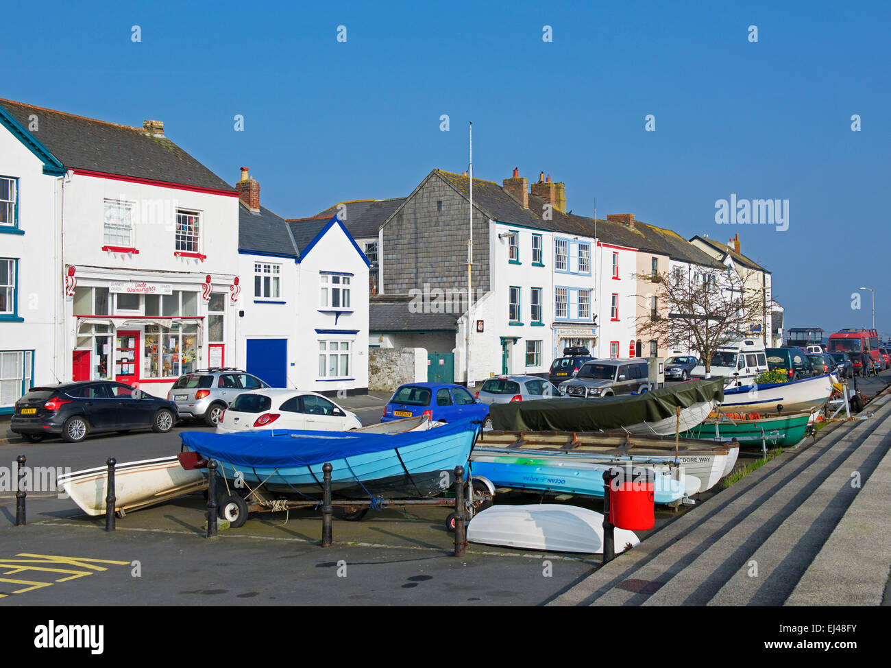 Boats on promenade, Appledore, Devon, England UK Stock Photo Alamy