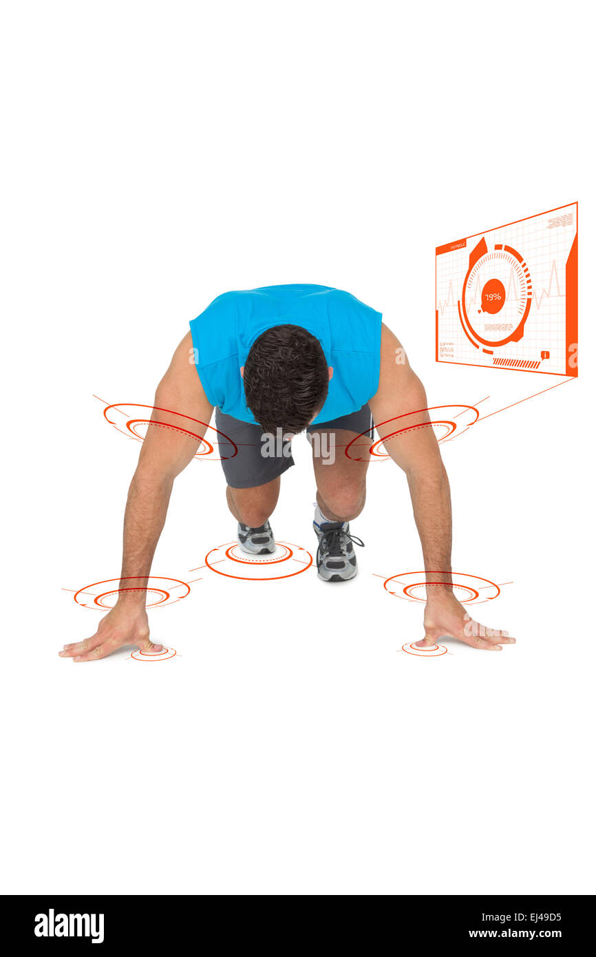 Composite image of determined young man doing push ups Stock Photo