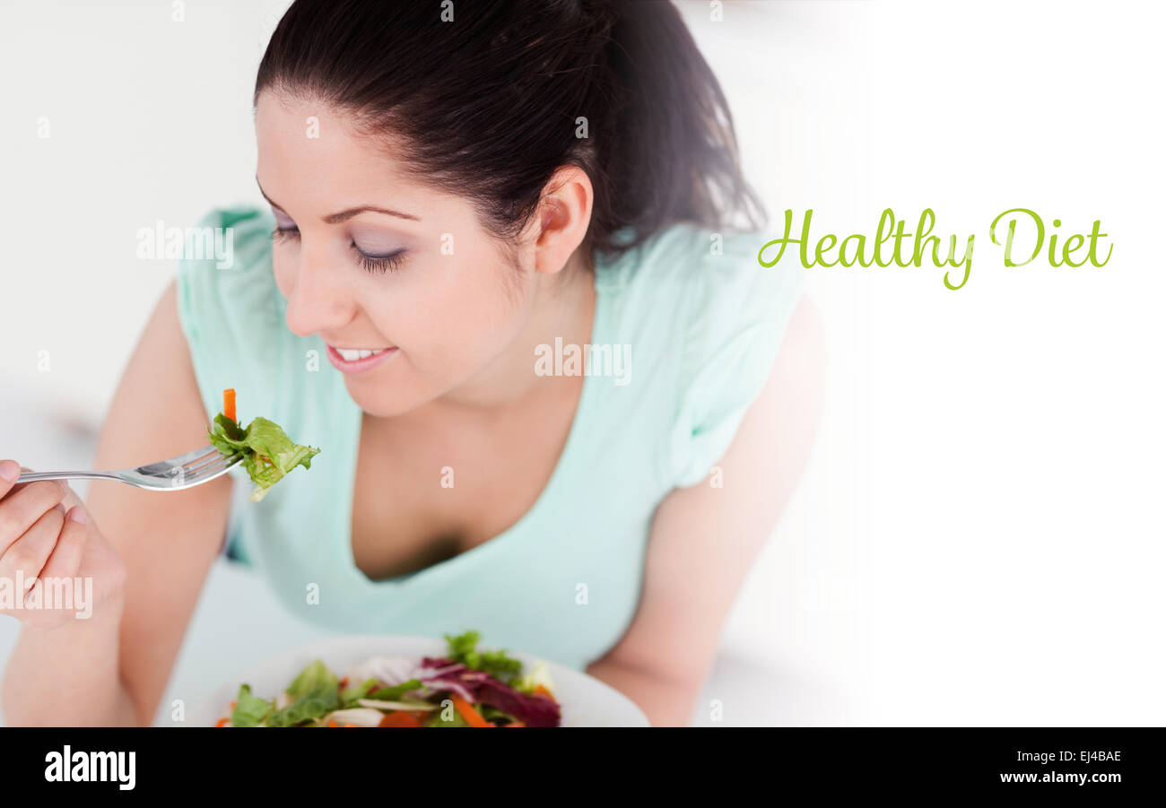 Healthy diet against floorboards in the sky Stock Photo