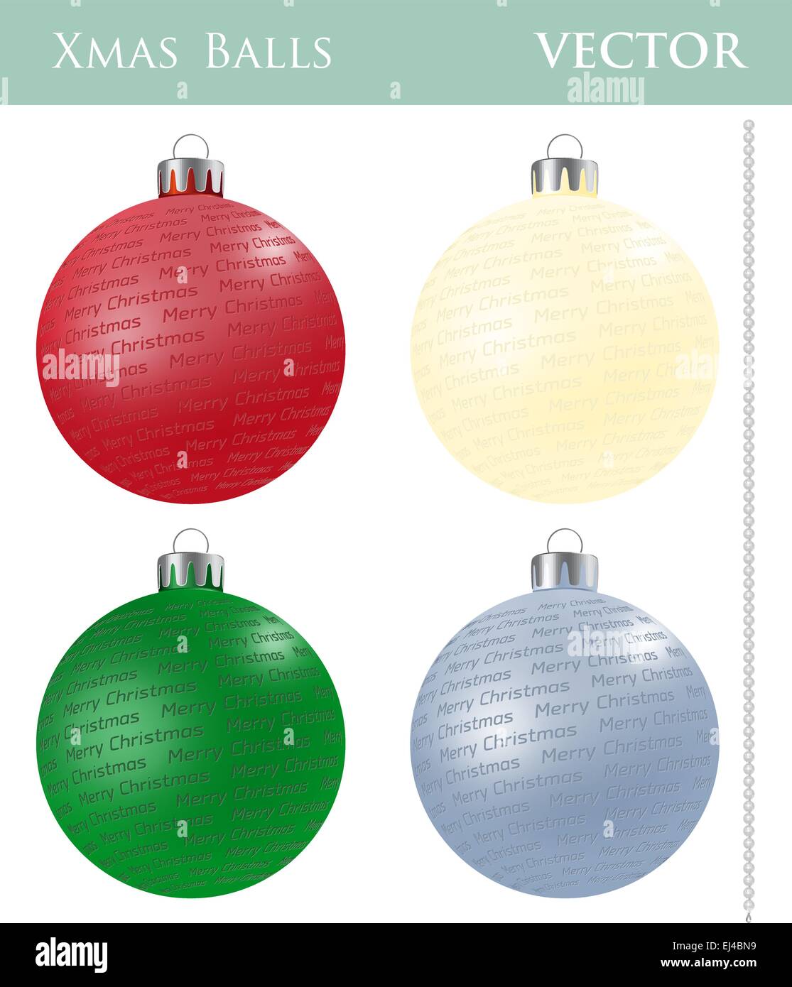 A set of Christmas balls with different ornaments and different colors ...