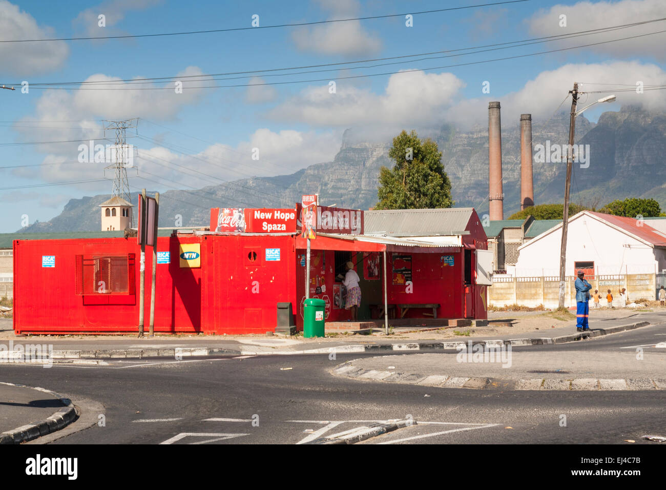 Spaza shop in a township in Cape Town, South Africa Stock Photo