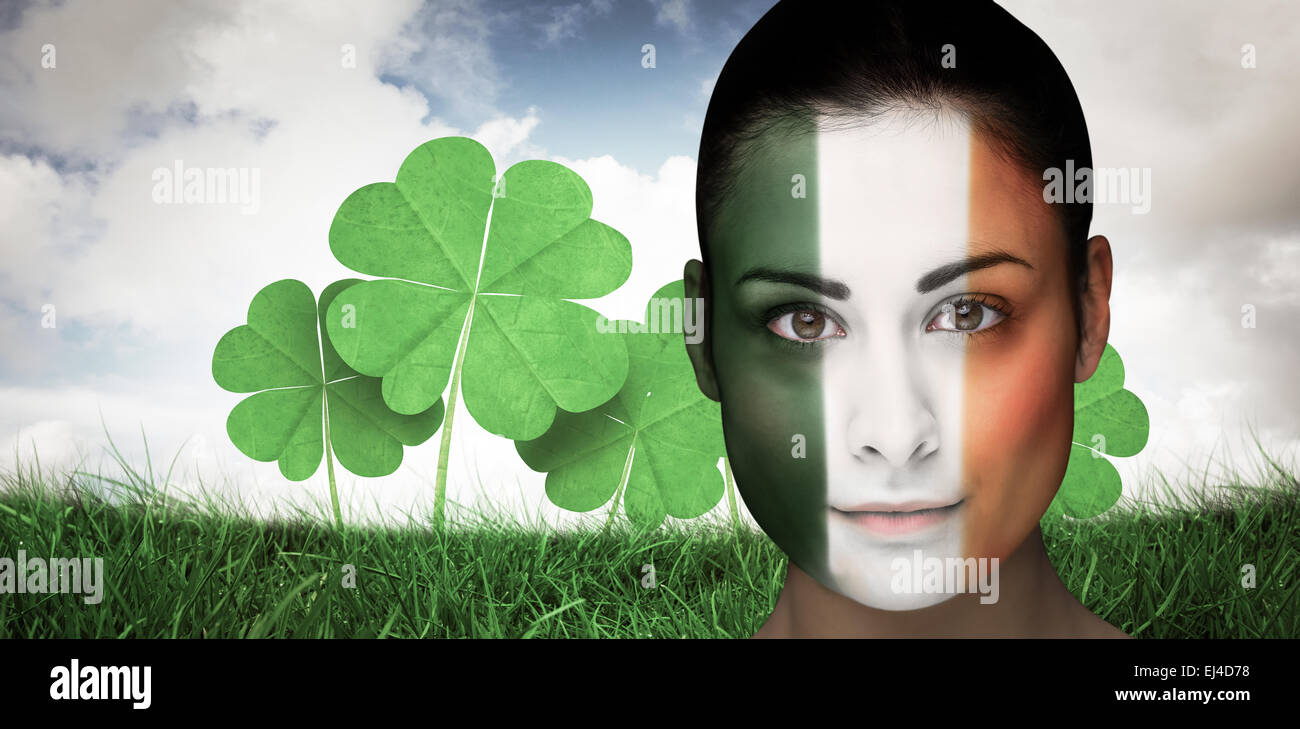 Composite image of in irish face paint Stock Photo Alamy