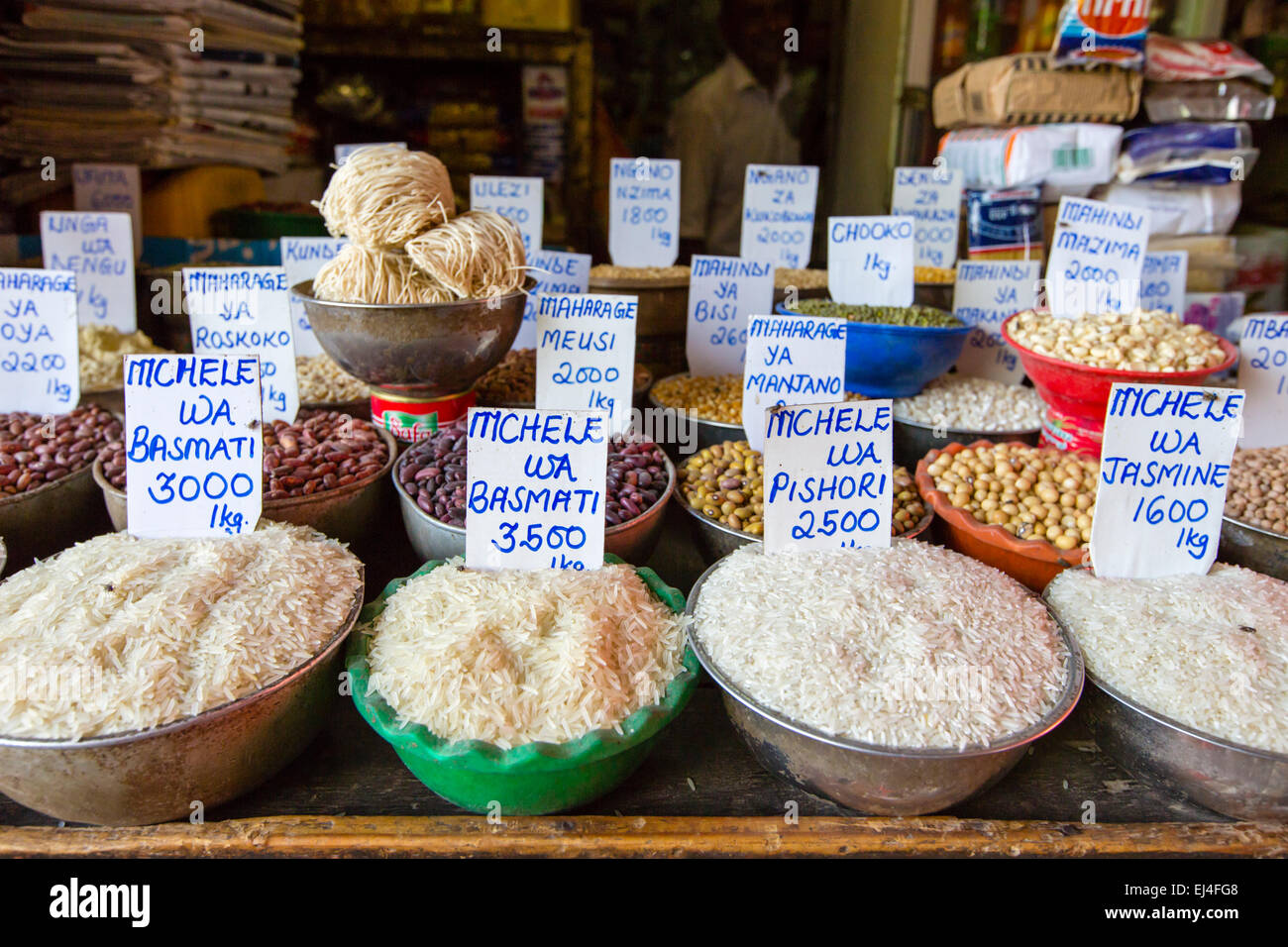 Traditional food market in Zanzibar, Africa. Stock Photo