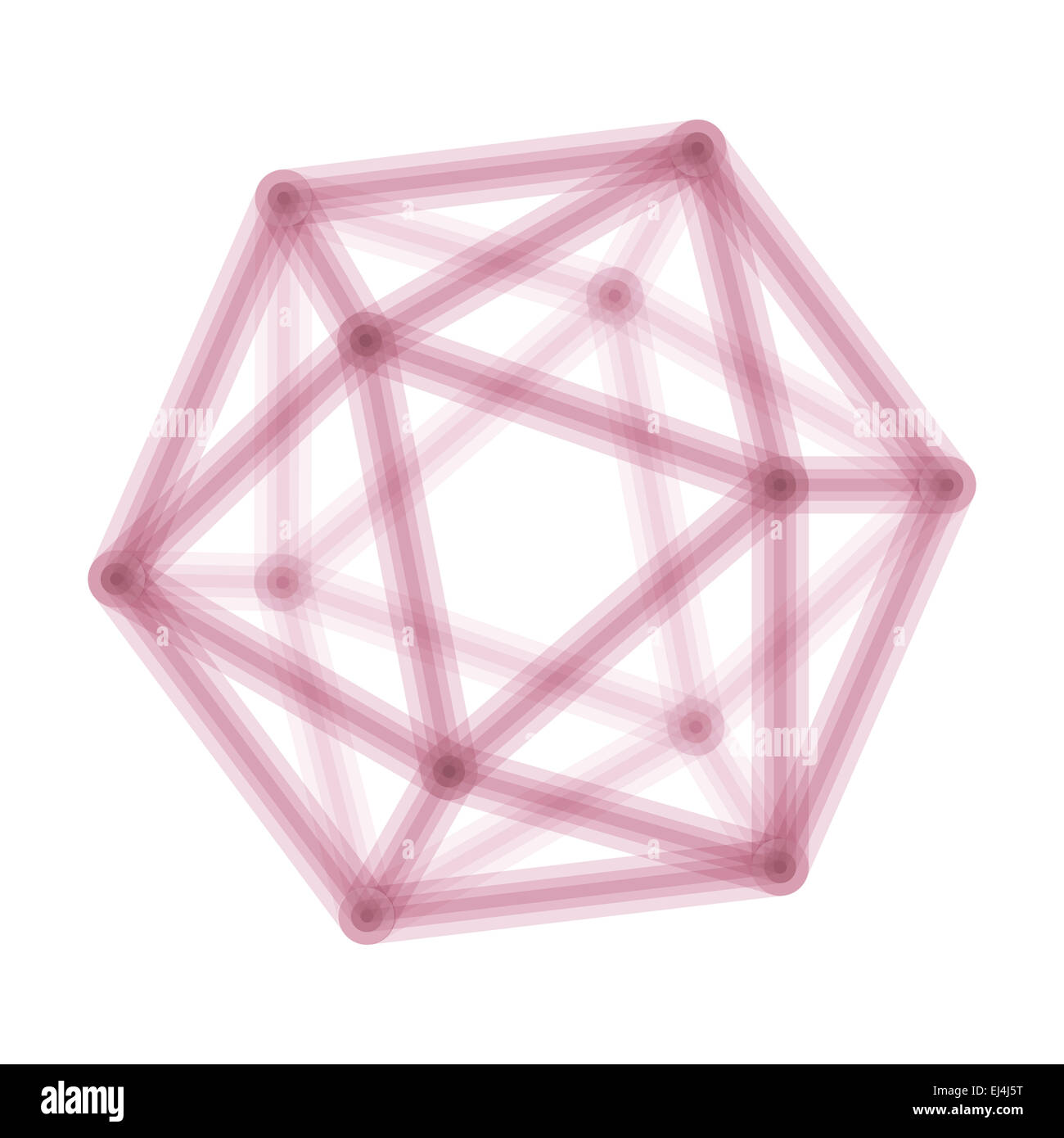 icosahedron's edges connected in overlapping transparency Stock Photo