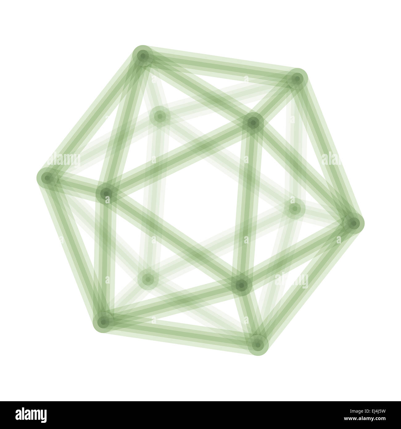 icosahedron's edges connected in overlapping transparency Stock Photo