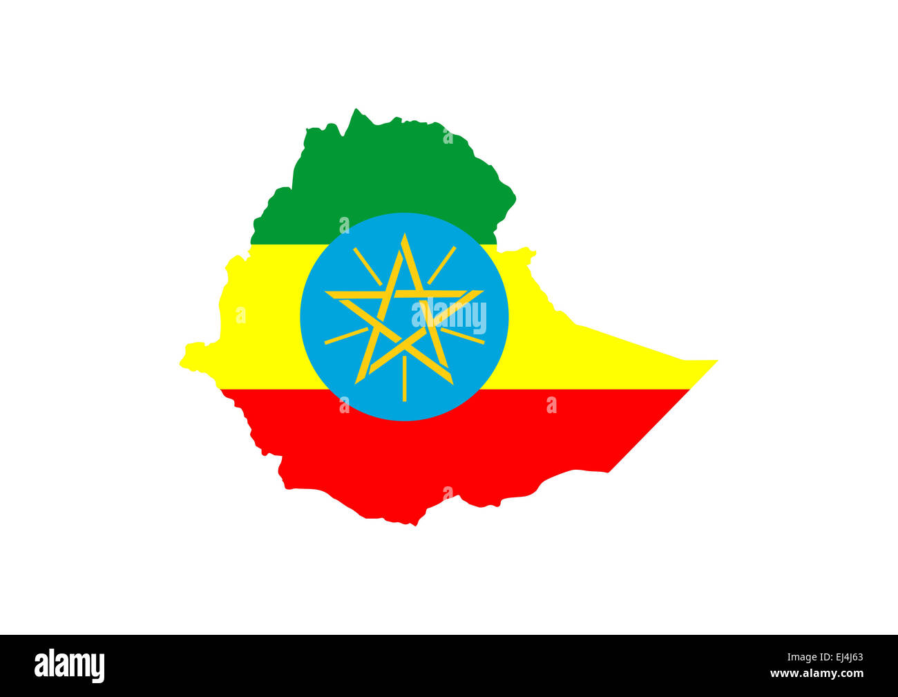 ethiopia country flag map shape symbol illustration Stock Photo