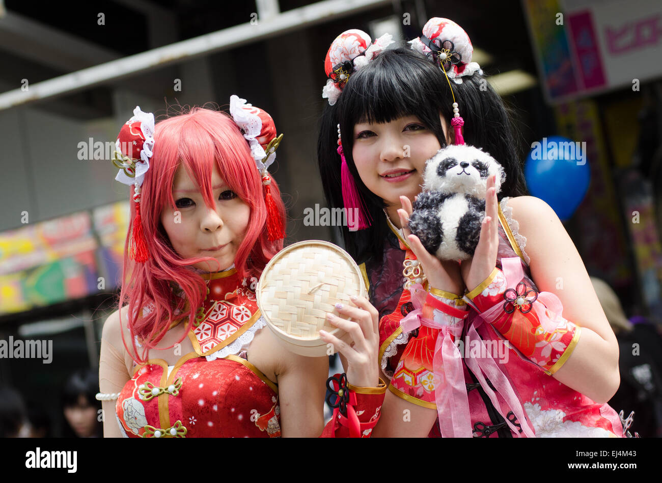 Thousands gather in the centre of Osaka, Japan in March 2015 for the annual Nipponbashi Street Festival. Stock Photo