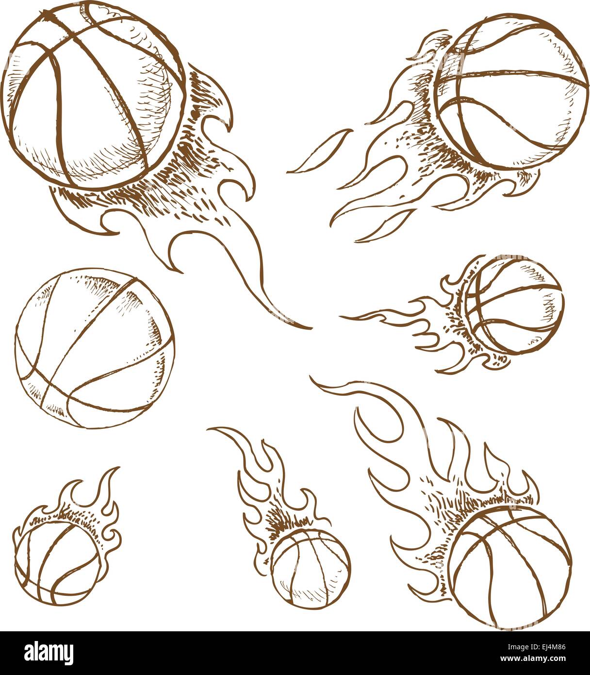 basket ball  hand draw isolated on white Stock Vector