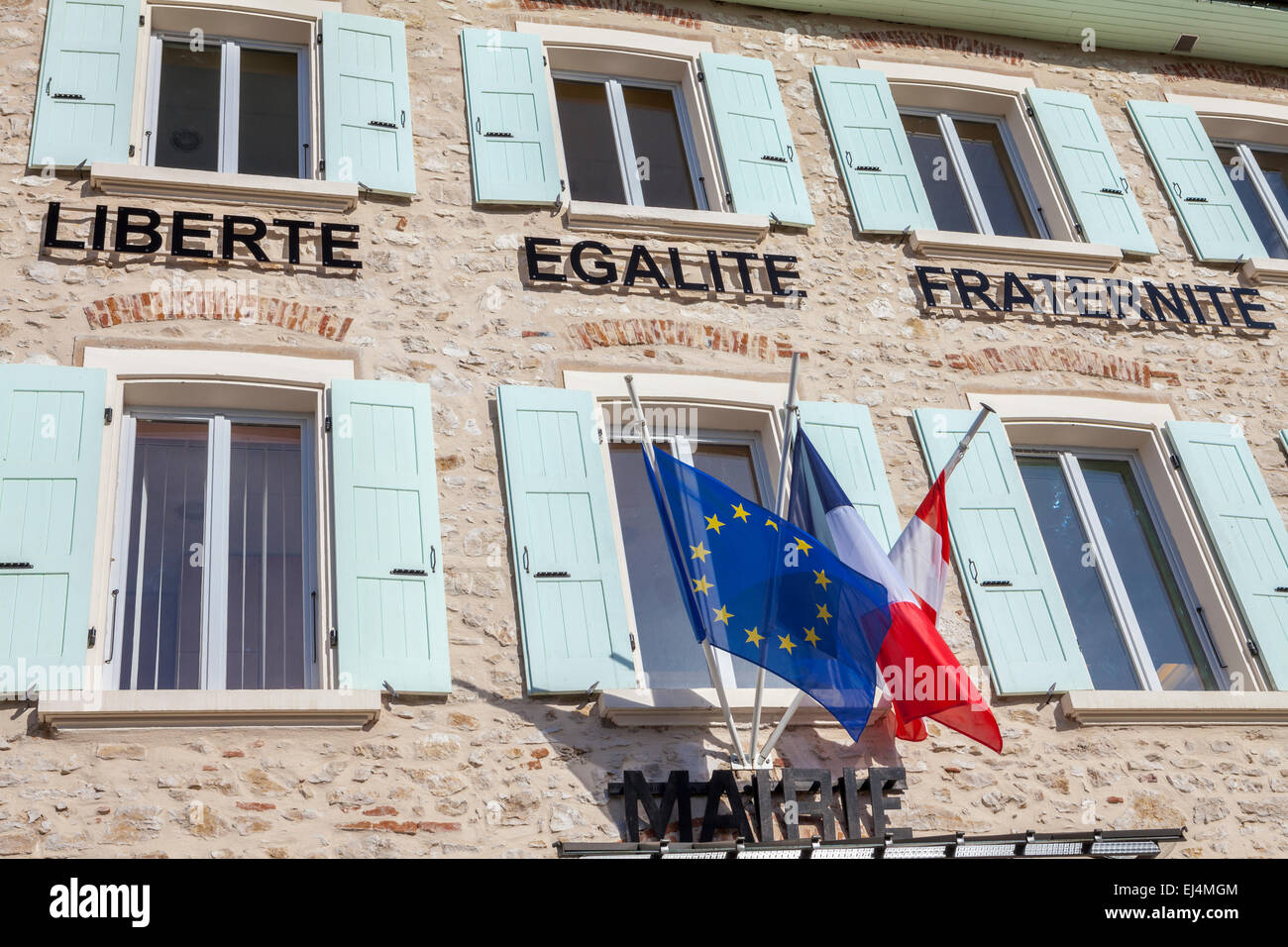 Town hall in Novalaise village near the Lac d'Aiguebelette, Savoie, Rhône-Alpes, France Stock Photo