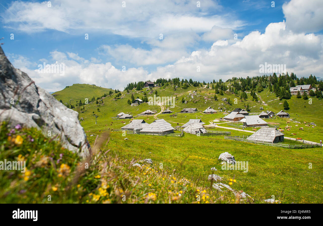 Velika Planina hill, tourist attraction and destination, Slovenia Stock Photo