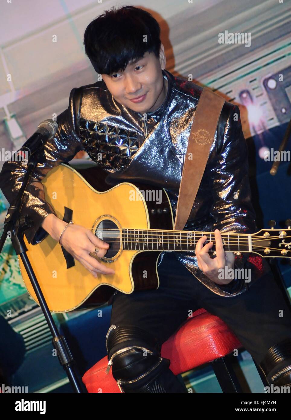 Taipei. 21st Mar, 2015. Singaporean singer JJ Lin performs during his birthday party in Taipei, southeast China's Taiwan, March 21, 2015. © Xinhua/Alamy Live News Stock Photo