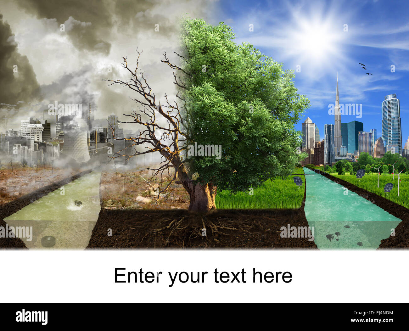 Two options / sides , eco concept, eco digital art Stock Photo