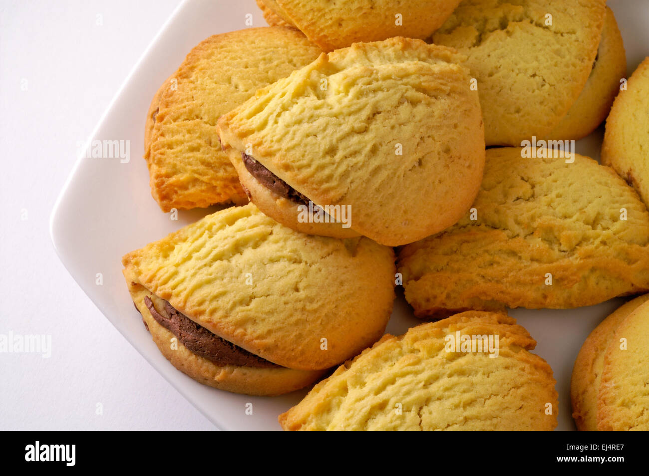 Chocolate filled pastries in a dish close-up Stock Photo