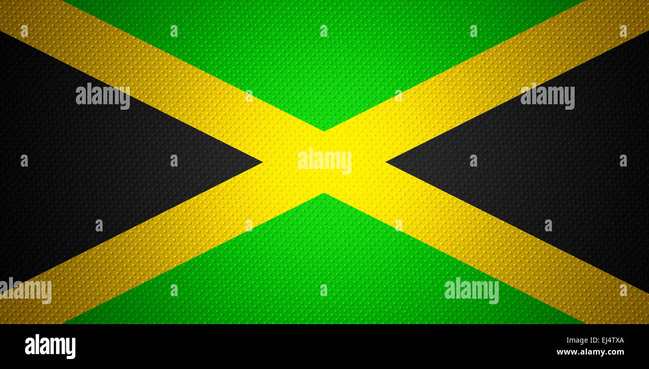 Jamaica flag or Jamaican banner on abstract texture Stock Photo