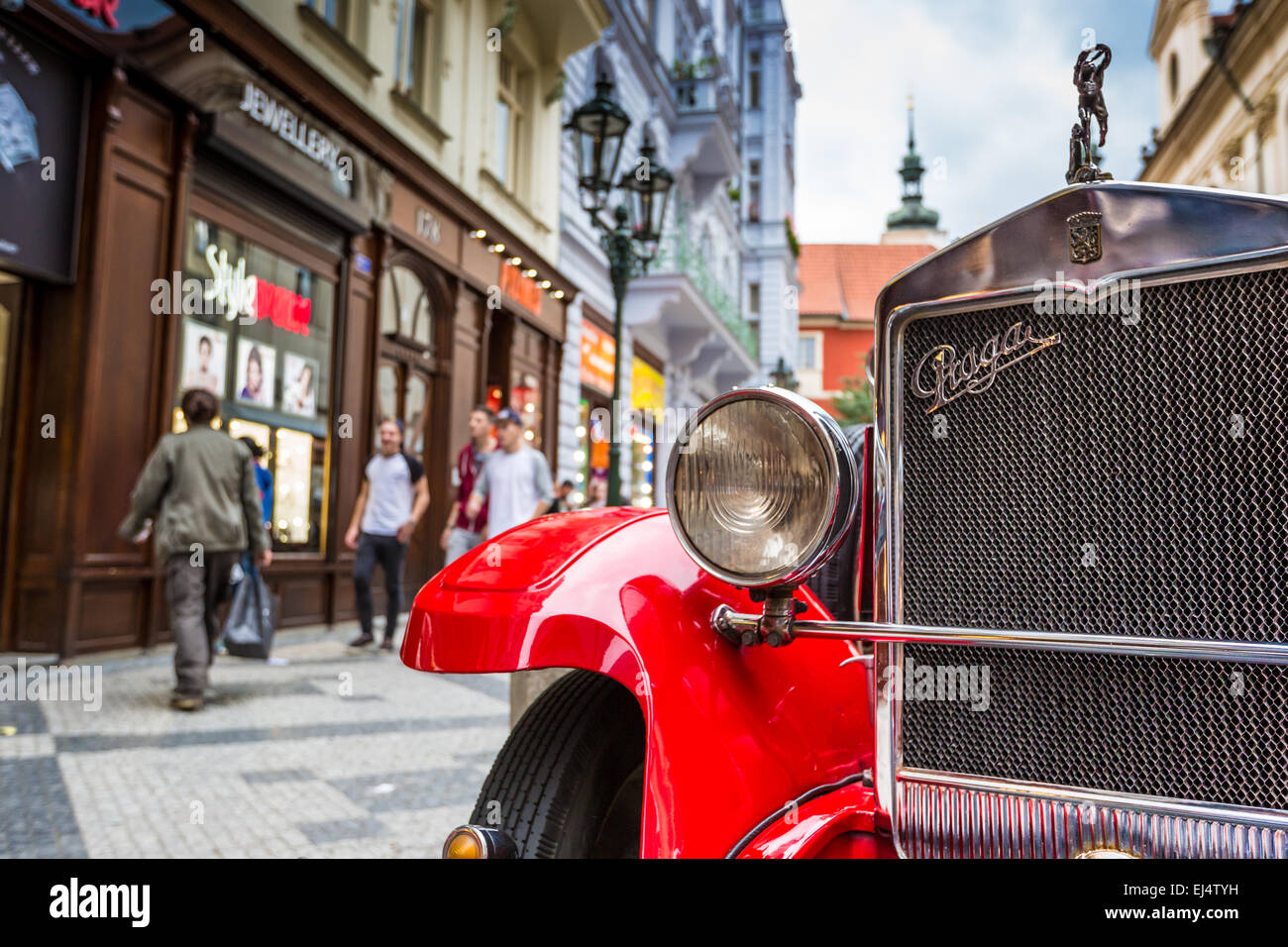 old red vintage car in downtown of Prague Stock Photo - Alamy
