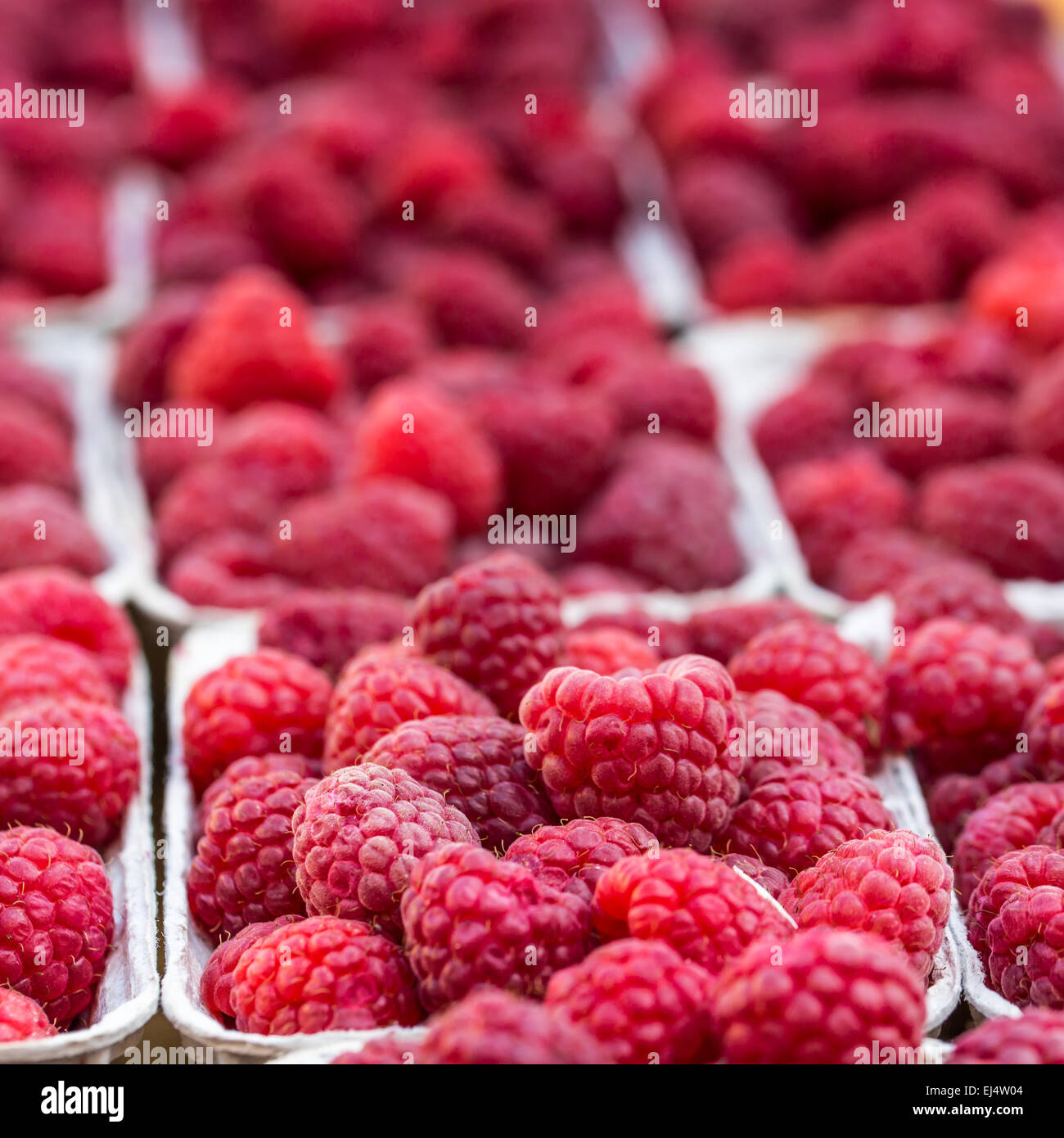 Red raspberries in boxes local hi-res stock photography and images - Alamy