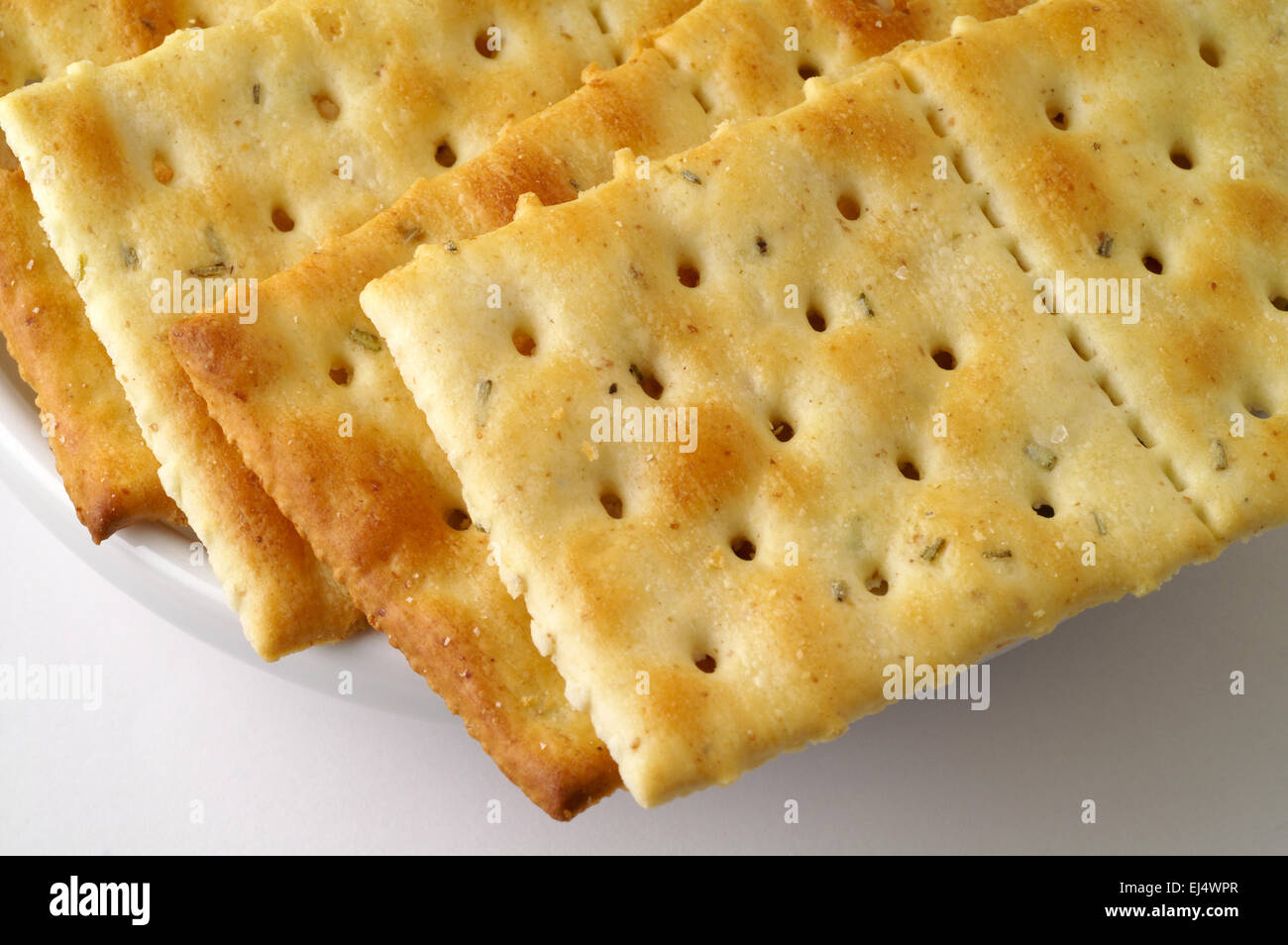 Rosemary flavored crackers closeup Stock Photo
