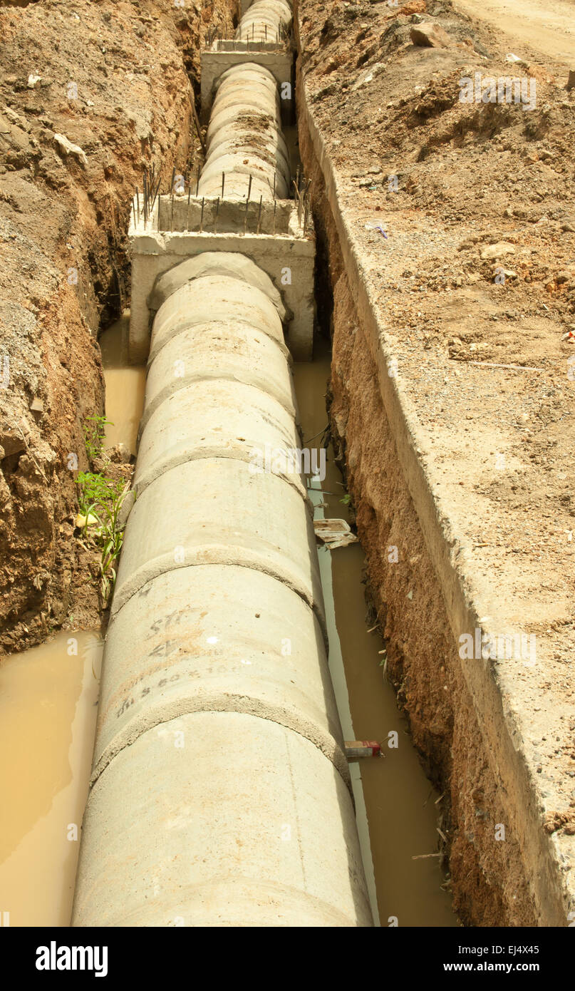 preparation construction a drainage pipe during excavation soil EJ4X45