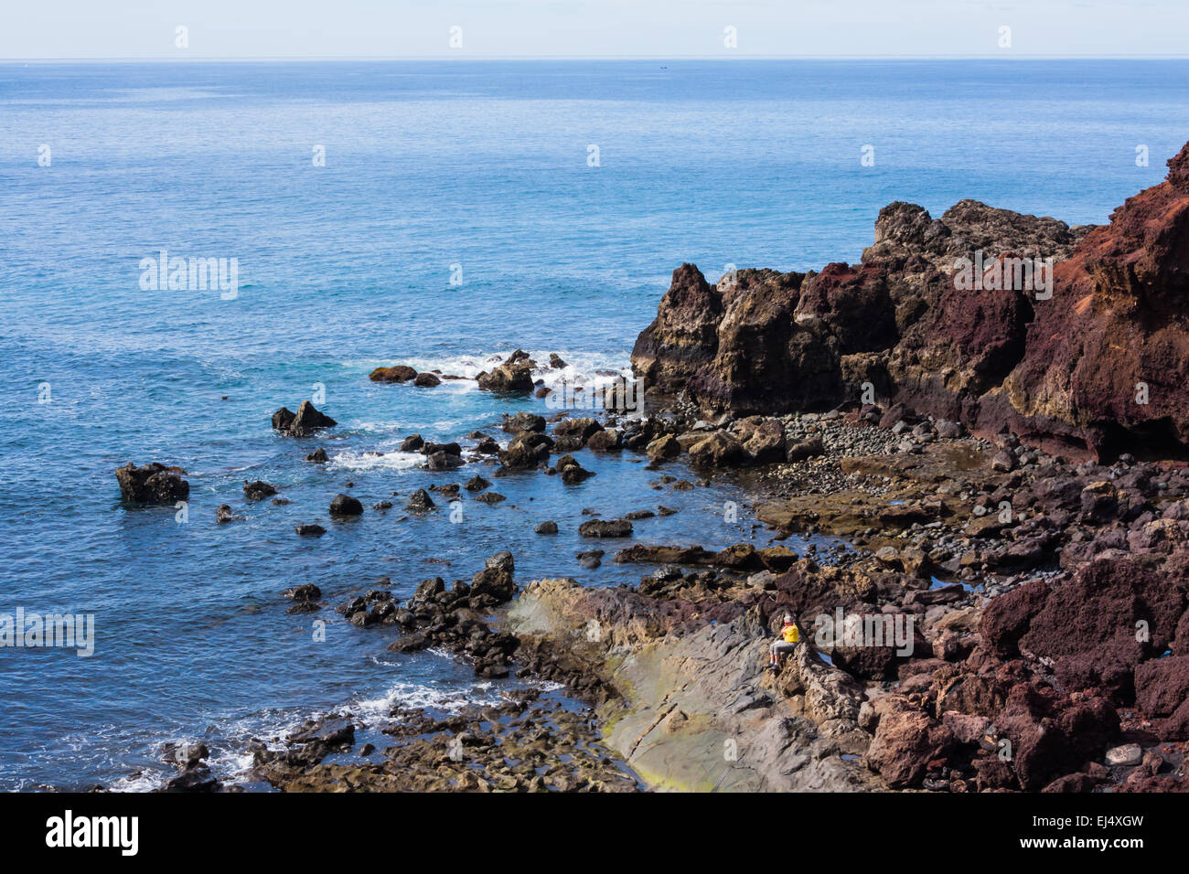 Man on the Rocks Stock Photo Alamy