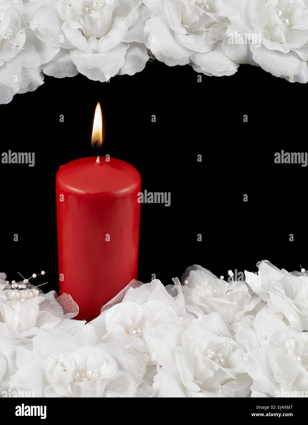 Mourning candle and roses composition Stock Photo Alamy
