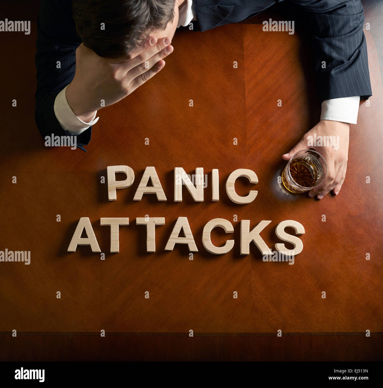 Phrase Panic Attacks and devastated man composition Stock Photo - Alamy