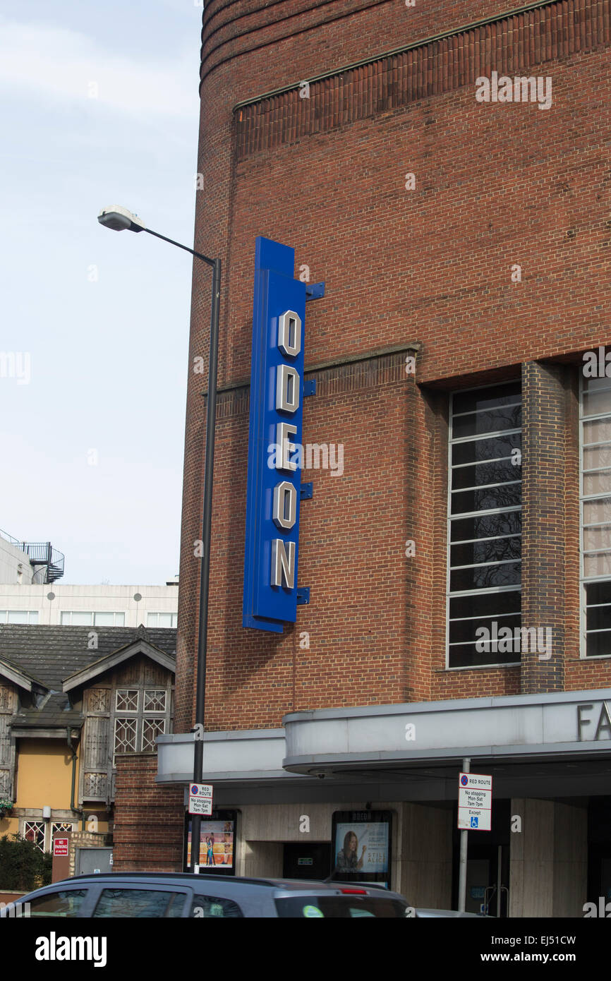 Odeon sign Swiss Cottage cinema film Stock Photo