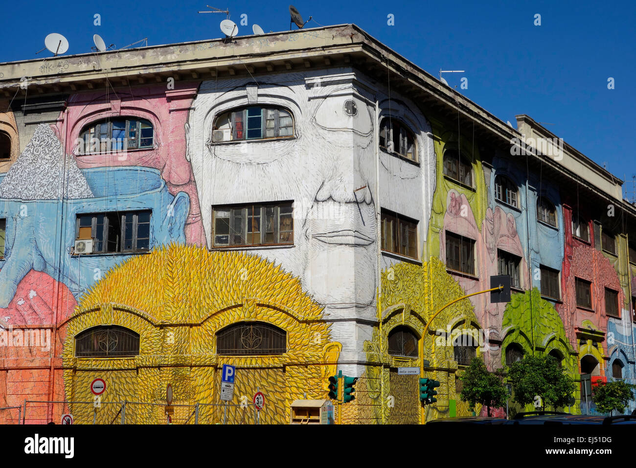 Rome. Italy. Street art by Blu on Via del Porto Fluviale, Ostiense. Stock Photo