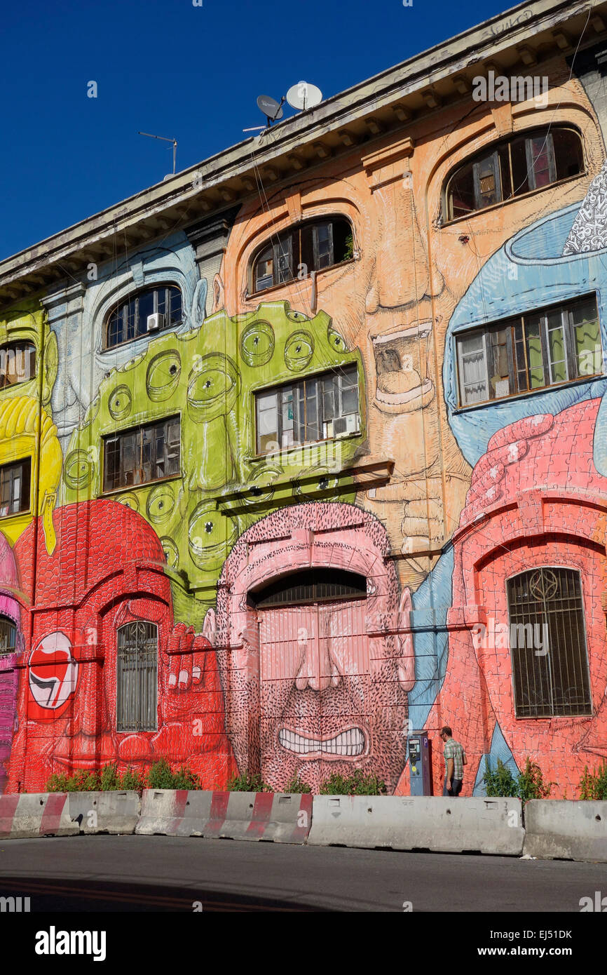 Rome. Italy. Street art by Blu on Via del Porto Fluviale, Ostiense. Stock Photo