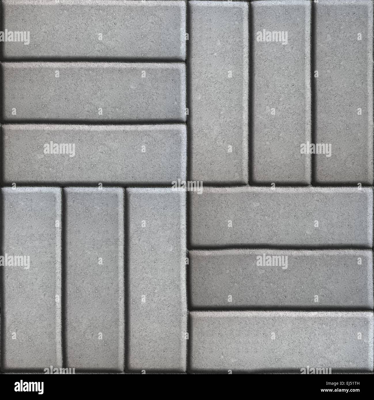 Gray Paving Slabs of Three Rectangles Laid Out Perpendicular to Each Other. Stock Photo