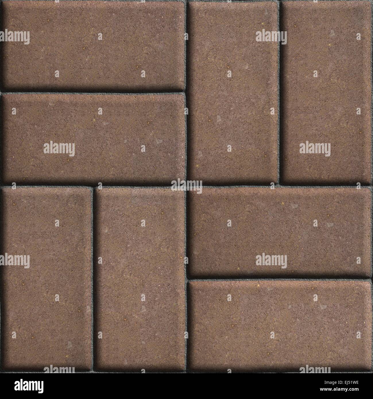 Brown Paving Slabs of Rectangles Laid Out on Two Pieces Perpendicular to Each Other. Stock Photo