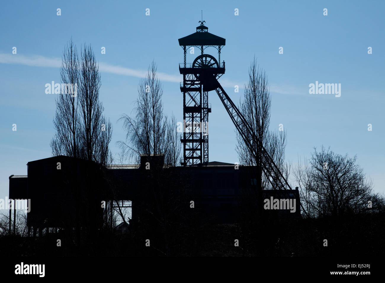 The 11/19 pit and twin slag heaps in Lens (France) or residues left over from the coal extraction process. Stock Photo