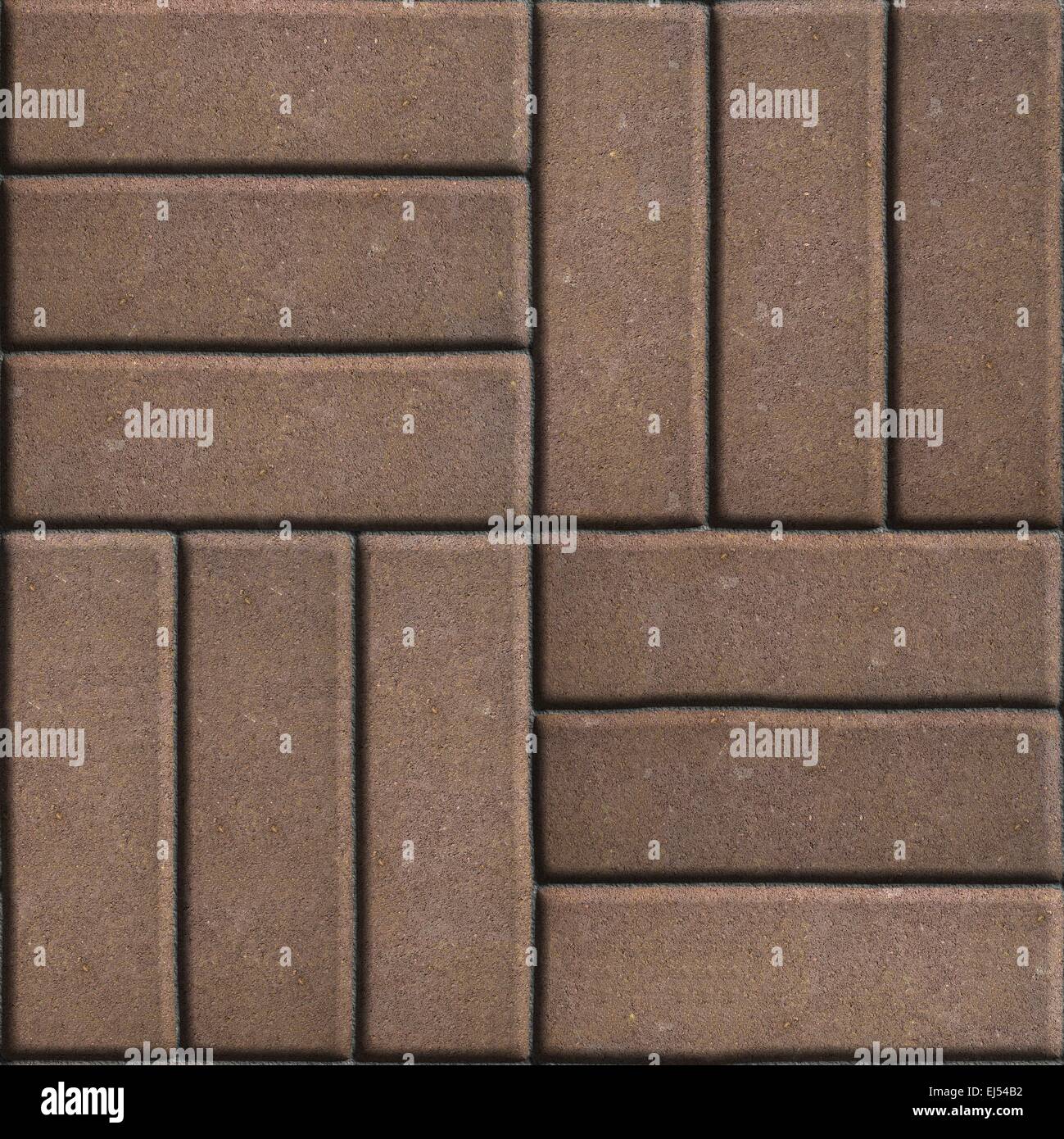 Brown Paving Slabs of Rectangles Laid Out on Three Pieces Perpendicular to Each Other. Stock Photo