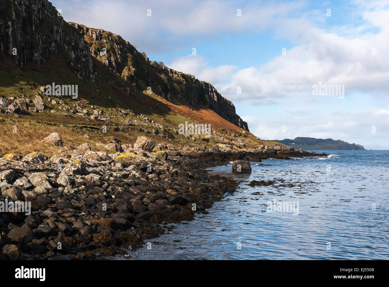 The cliffs of Trotternish near Staffin bay, Isle of Skye , Scotland ...