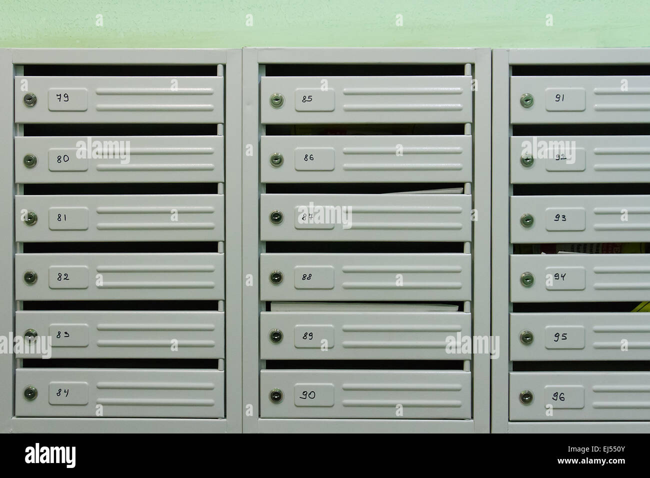 Mailboxes in the interior of residential house Stock Photo Alamy