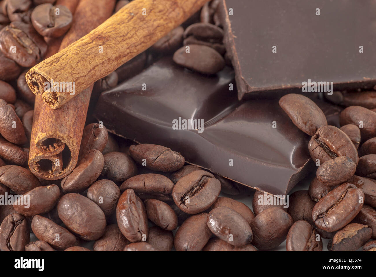 coffee, chocolate and vanilla as essence of taste and pleasure Stock