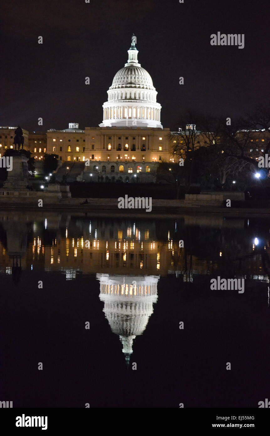 US Capital Building at night. Stock Photo