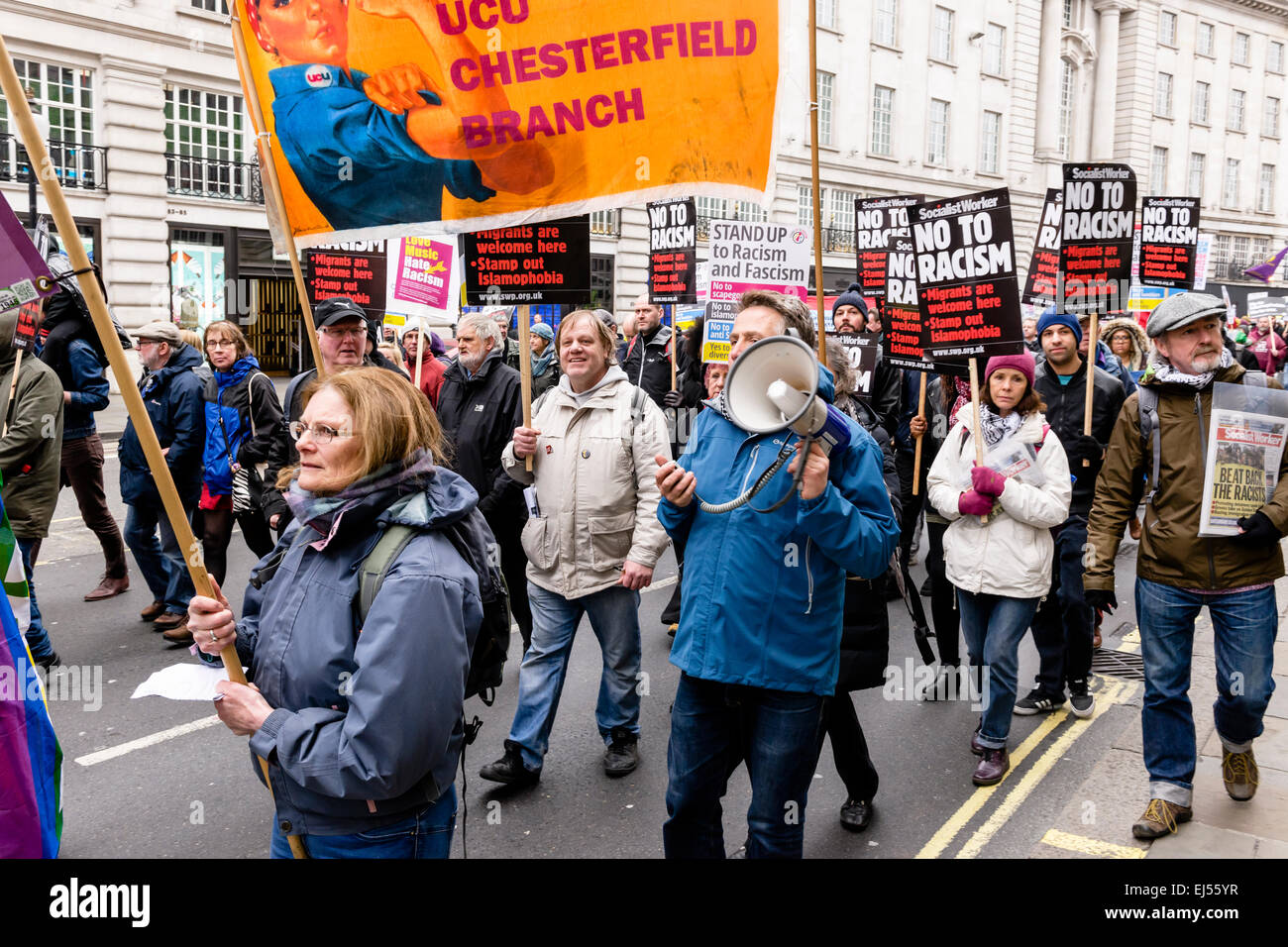 London, UK. 21st Mar, 2015. People marching through the streets of London in a march arranged by Unite Against Fascism (UAF) to 'Stand Up Against Racism' on UN Anti-Racism Day on 21st of March 2015. Credit:  Tom Arne Hanslien/Alamy Live News Stock Photo