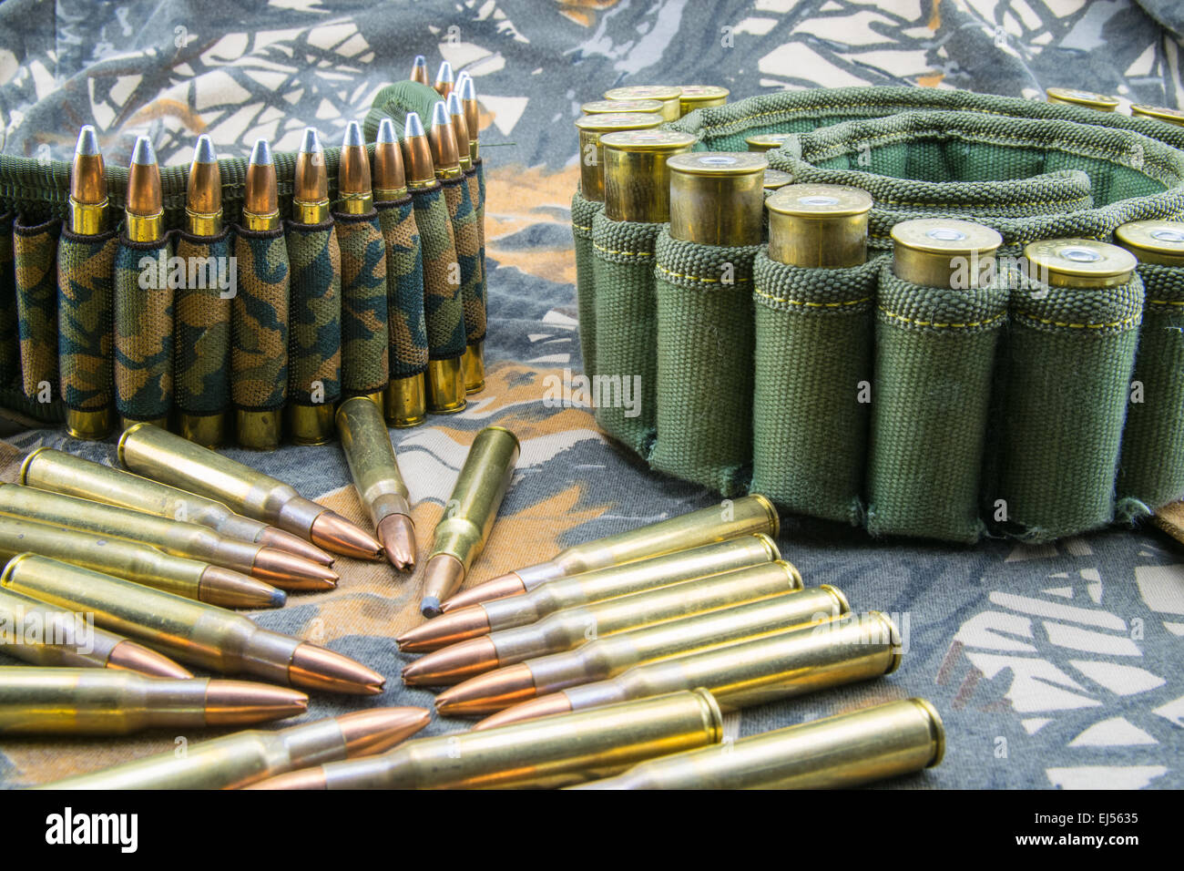 camouflage ammunition belts for rifle Stock Photo