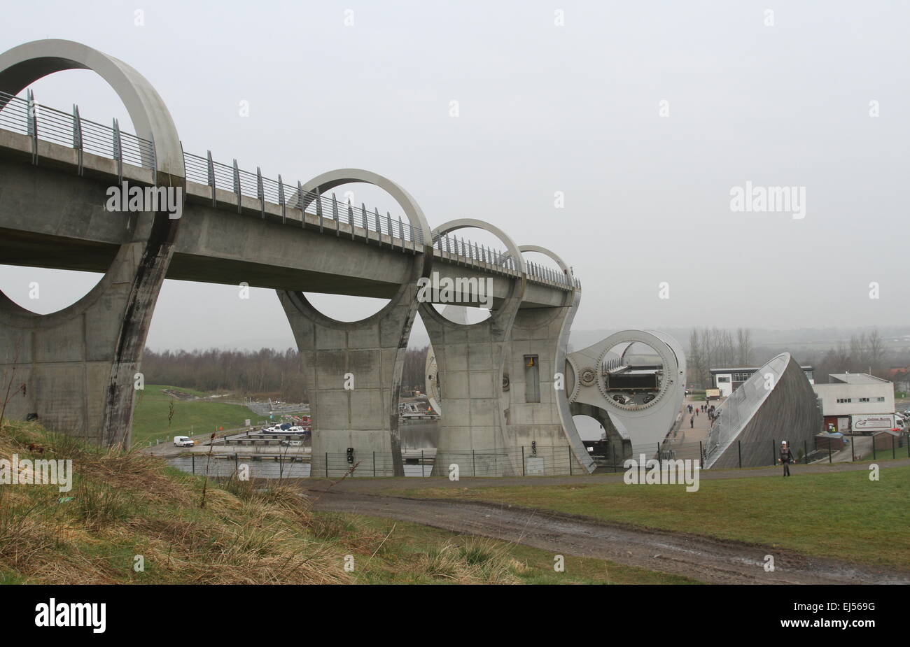Union Canal aqueduct and Falkirk wheel Scotland March 2015 Stock Photo