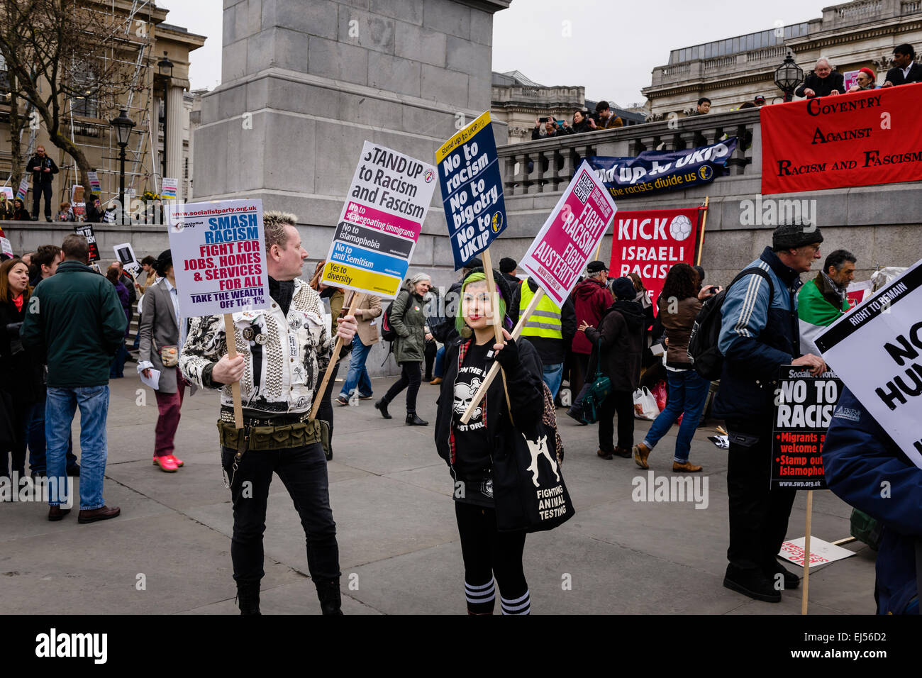 London, UK. 21st Mar, 2015. People marching through the streets of London in a march arranged by Unite Against Fascism (UAF) to 'Stand Up Against Racism' on UN Anti-Racism Day on 21st of March 2015. Credit:  Tom Arne Hanslien/Alamy Live News Stock Photo