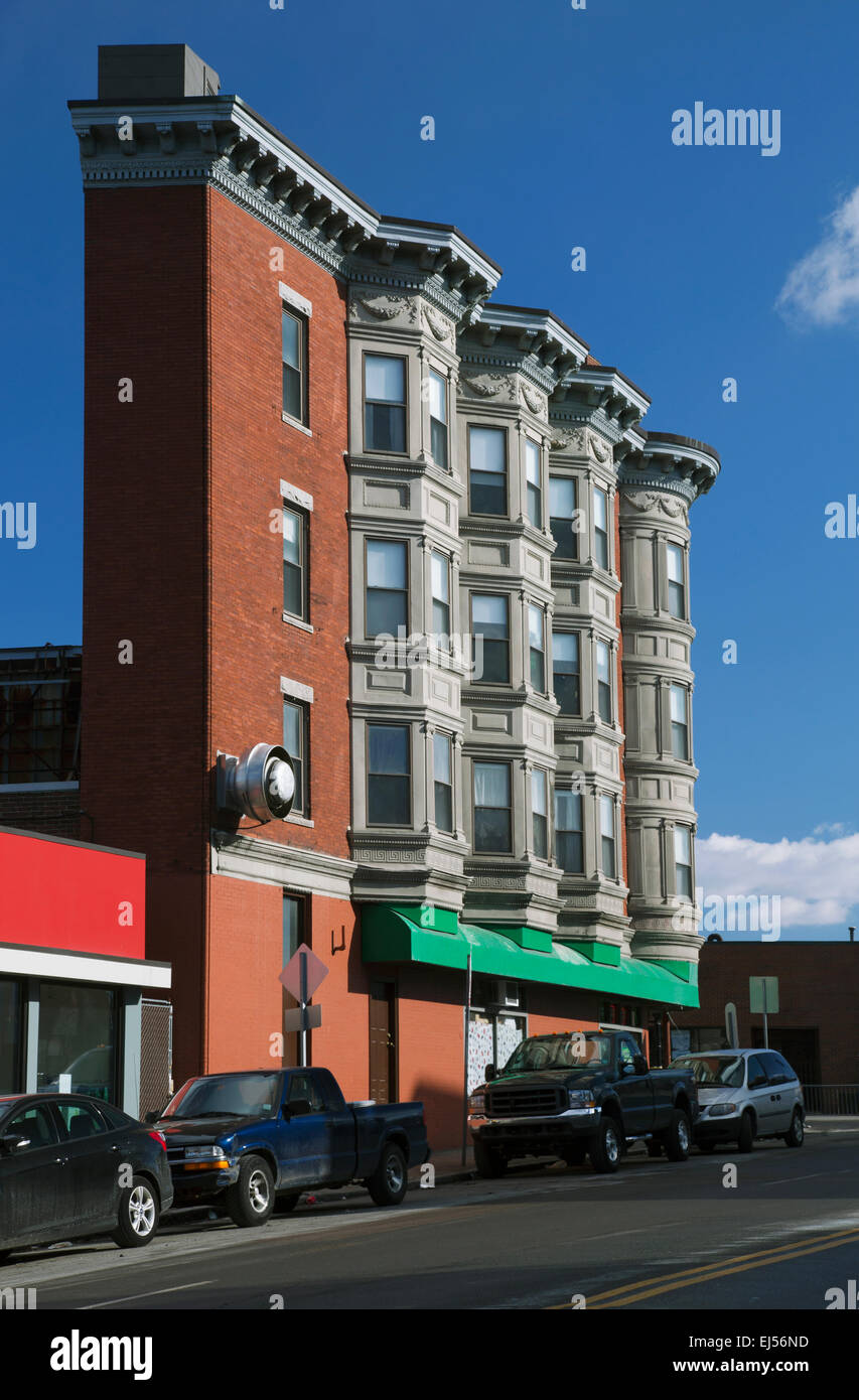 Narrow building with condos, South Boston, Massachusetts, USA Stock