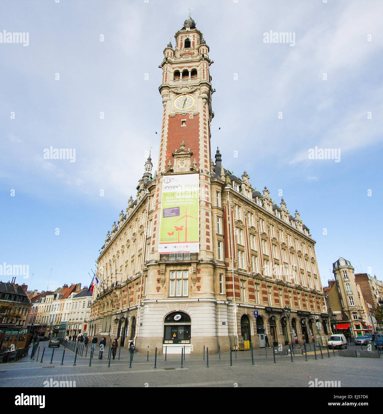 Chambre de Commerce in the center of Lille, France, one of the most famous buildings in the city. Stock Photo