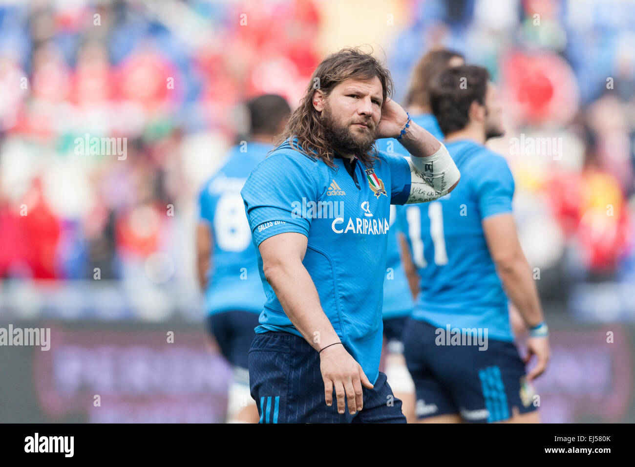 Rome, Italy. 21st Mar, 2015. A disappointed Martin Castrogiovanni after the game, Stadio Olimpico, Rome, Italy. Credit:  Stephen Bisgrove/Alamy Live News Stock Photo