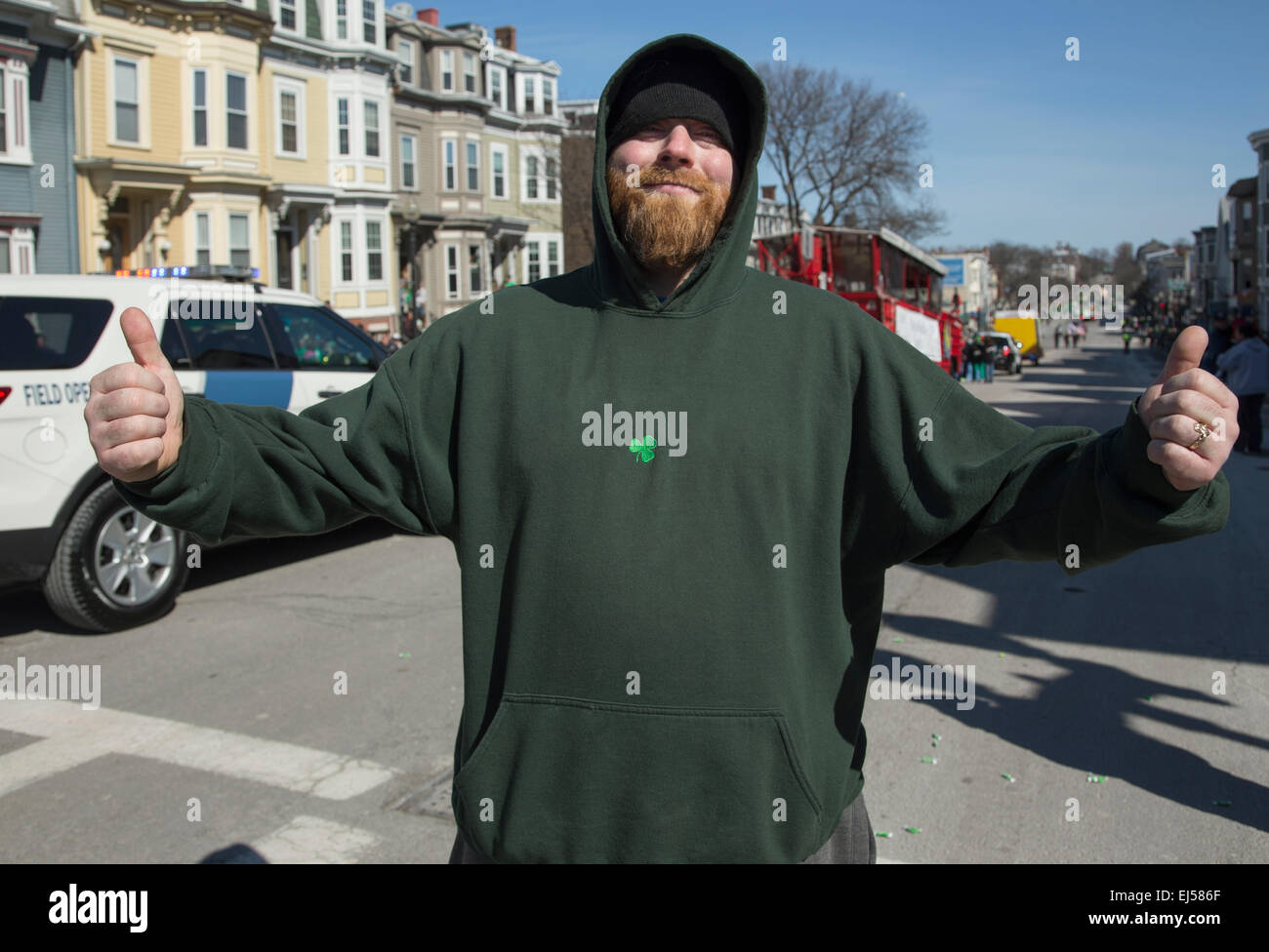 "Southie" gives thumbs up, St. Patrick's Day Parade, 2014, South Boston