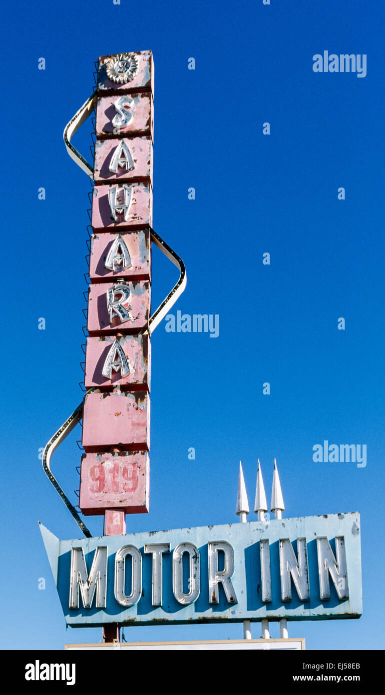 TUCSON, AZ SEPTEMBER 25 The signpost for the Sahara Motor Inn located in the Ritillo