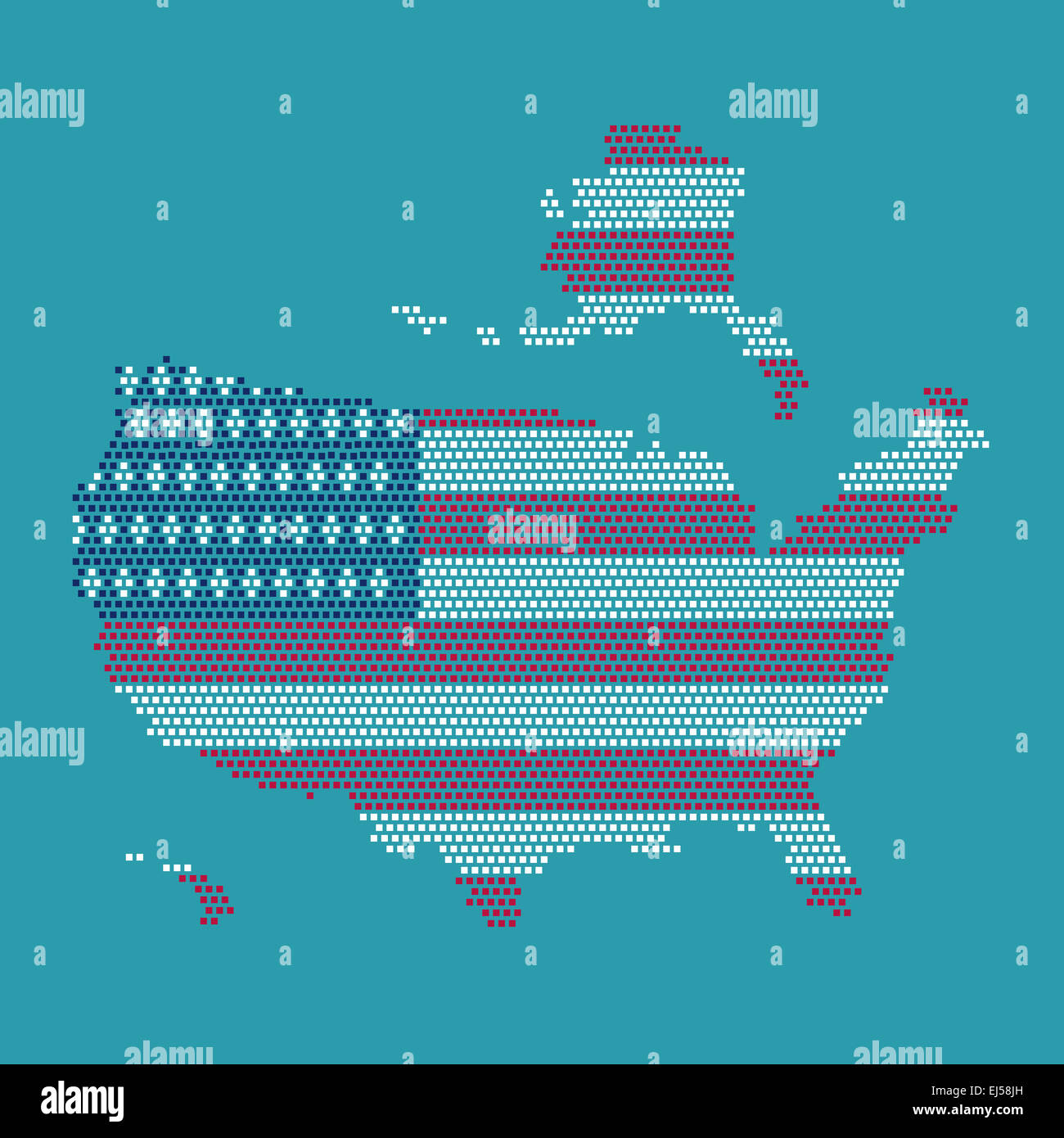 Dot And Flag Map Of America Stock Photo - Alamy